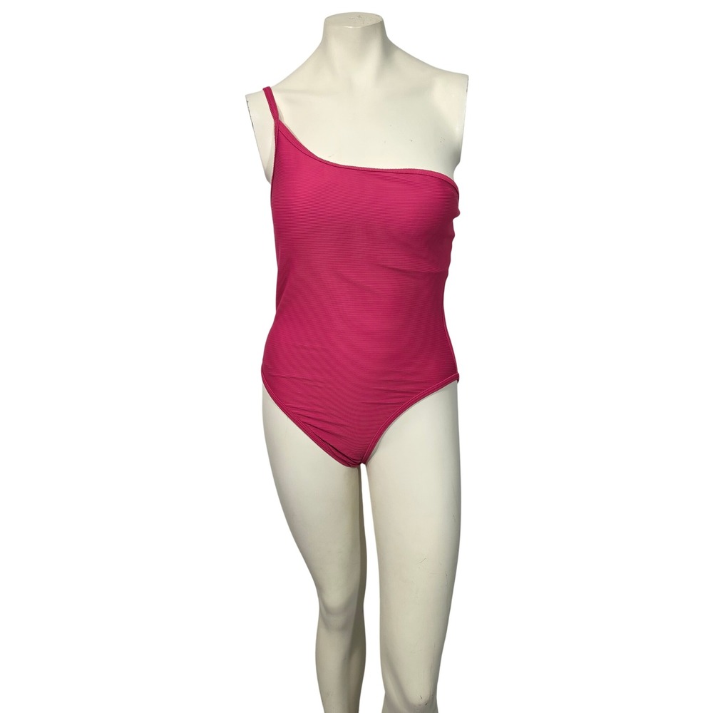 J.Crew‎ Ribbed One Shoulder One Piece Swimsuit Pink Size 8 beach resort vacation